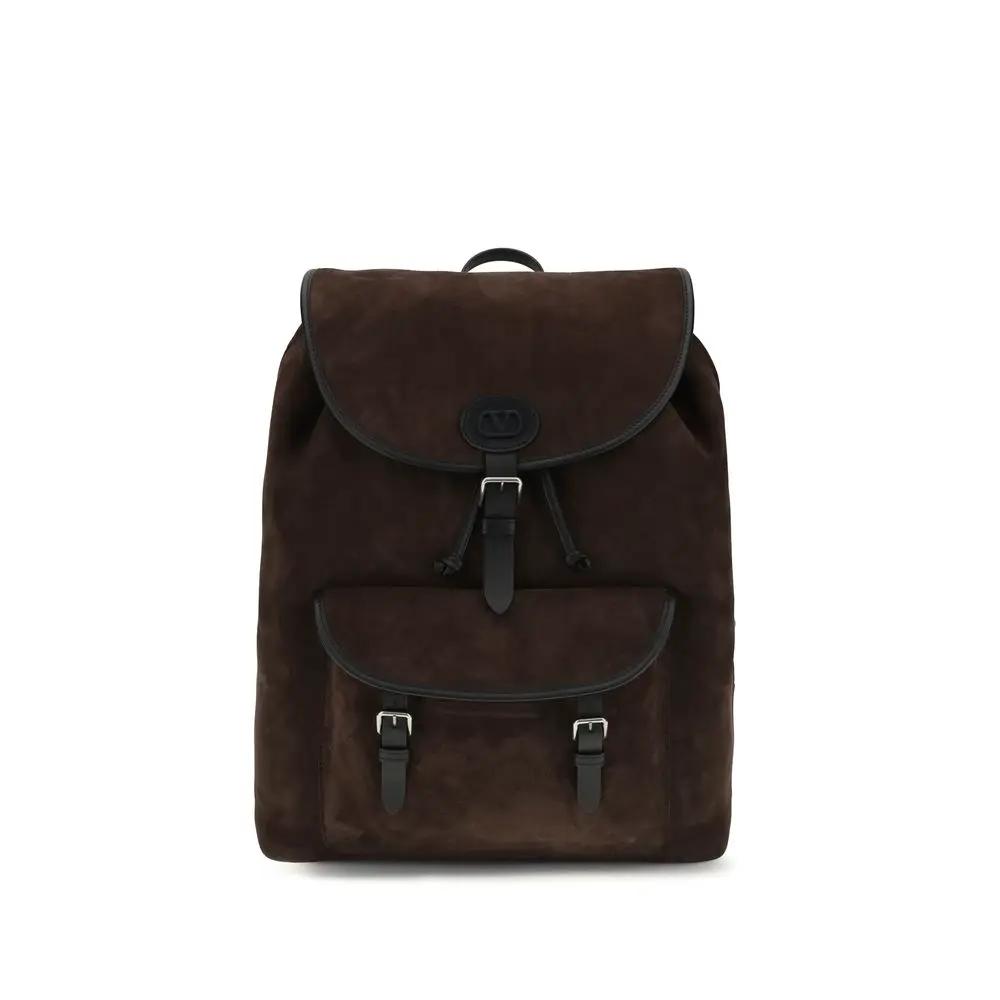 calf leather backpack Valentino Garavani Men's Antibes Suede Backpack – Brown – One Size