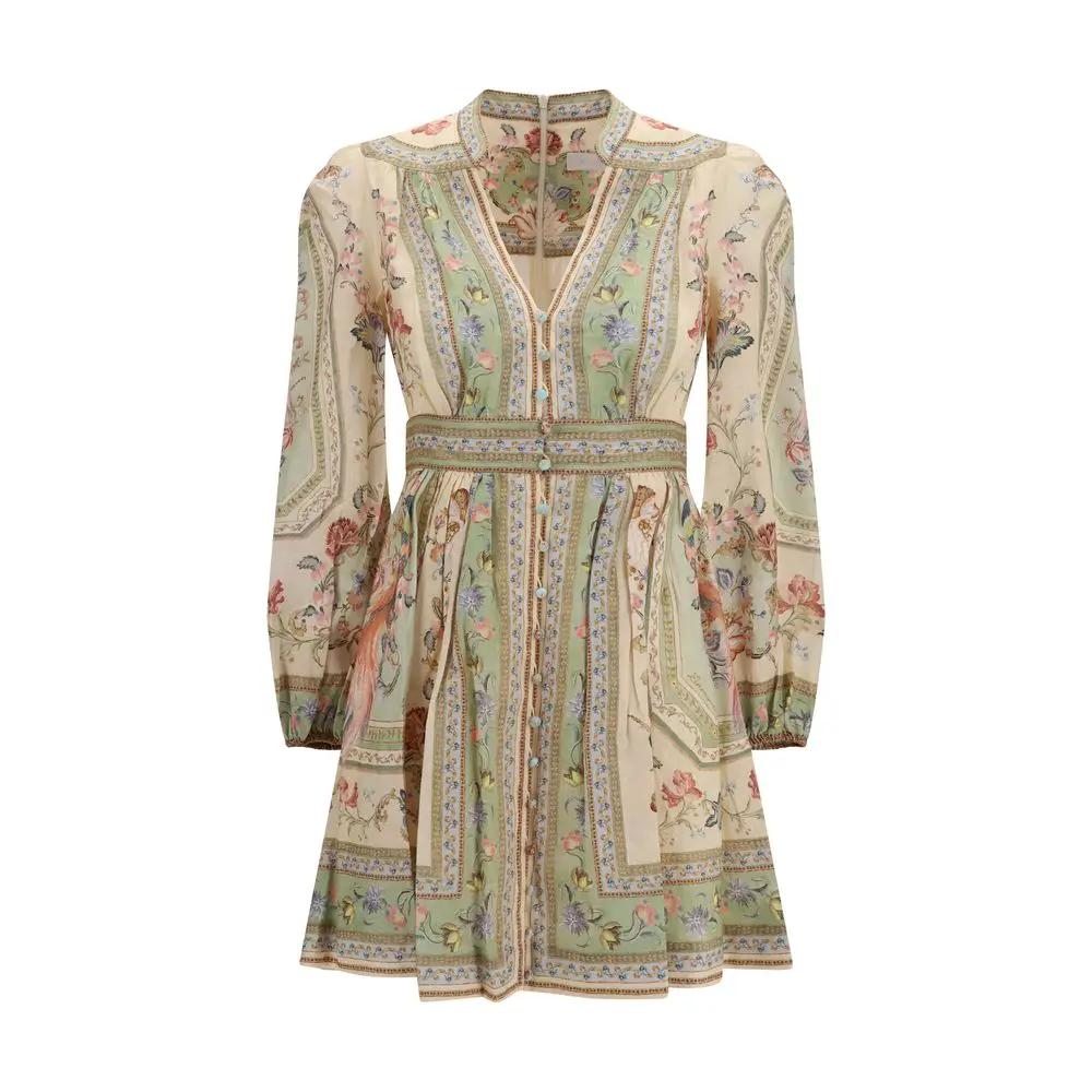 Zimmermann Linen Roselight Plunge Mini Dress