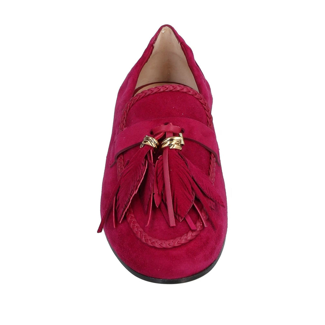Tod's Tassel Design Suede Loafers in Fuschia