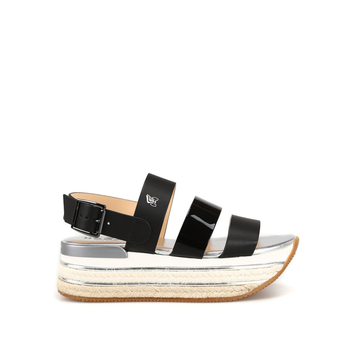 Hogan H432 Leather Wedge Sandals