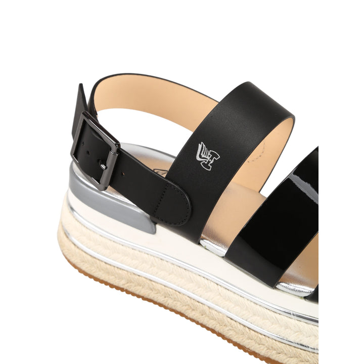 Hogan H432 Leather Wedge Sandals