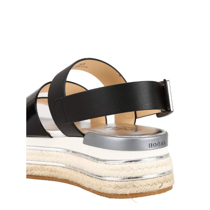 Hogan H432 Leather Wedge Sandals