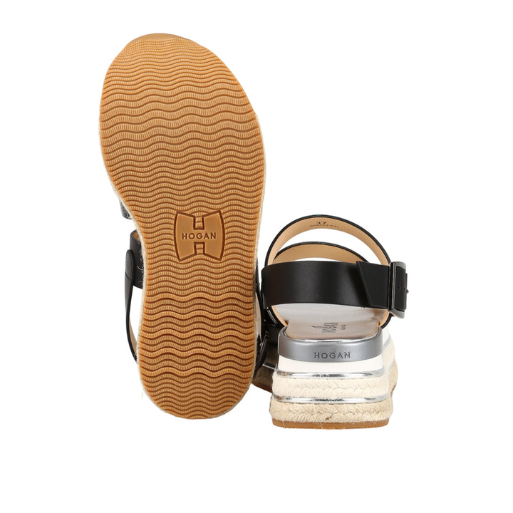 Hogan H432 Leather Wedge Sandals