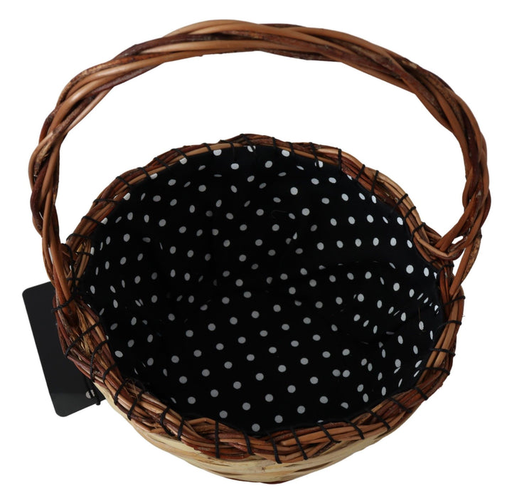 Dolce & Gabbana - Dolce & Gabbana Chic Beige Wicker Basket Tote Bag - VAS12274 - Ask Me Wear