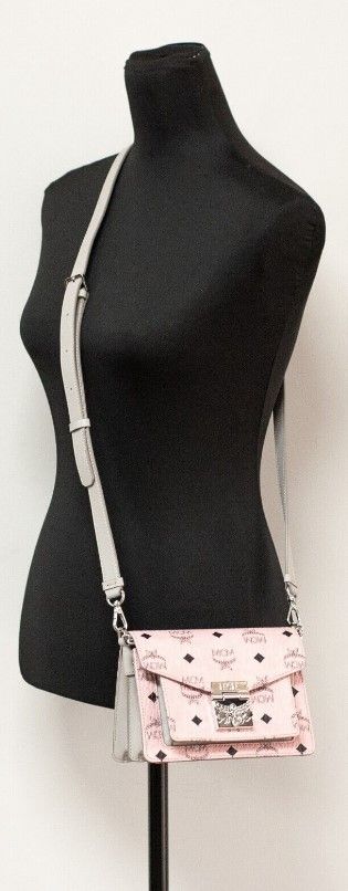 MCM - MCM Signature Soft Pink Diamond Logo Leather Mini Flap Lock Crossbody Handbag - 70379 - Ask Me Wear