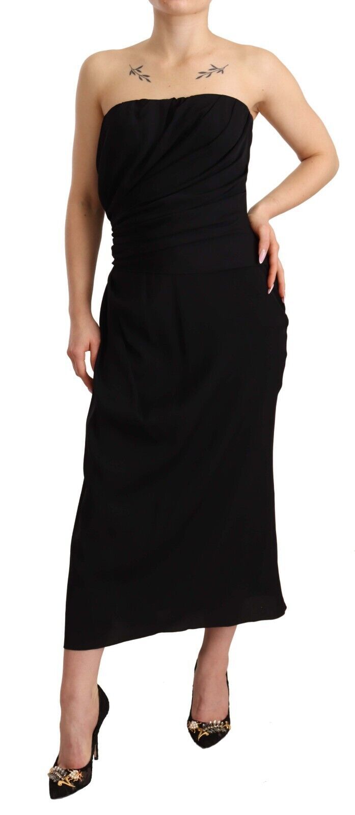 natasha midi dress Dress the Population Women's Natasha Sequined Side-Slit Midi Dress - Midnight Blue