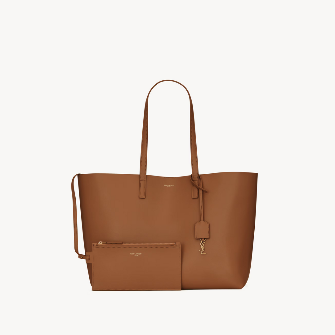 Saint Laurent Large East/West Tote Bag in Brick Leather – Cassandre Charm