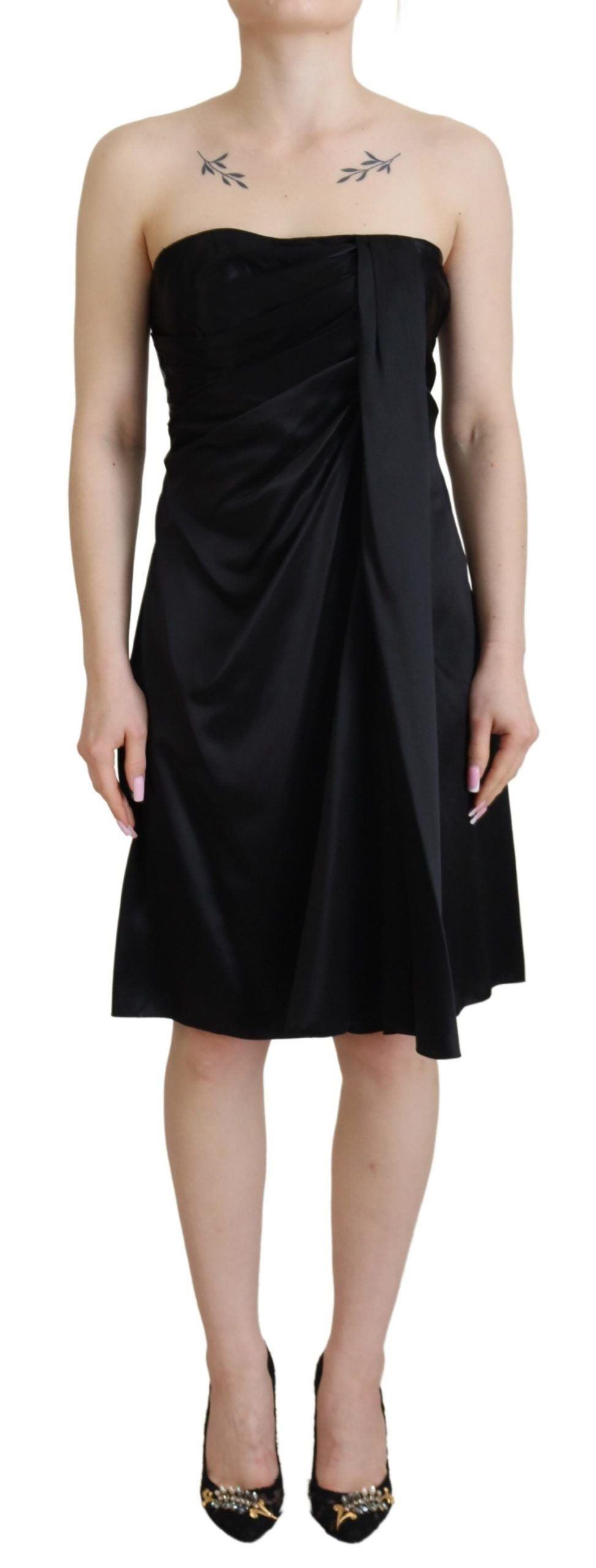 dolce and gabbana black silk dress Lace-trimmed satin slip dress in black - Dolce Gabbana