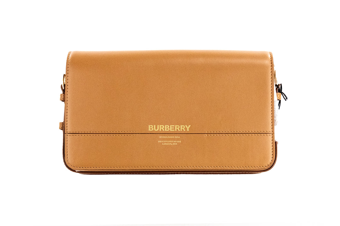 Burberry - Burberry Grace Small Nutmeg Smooth Leather Flap Crossbody Clutch Handbag Purse - 33147 - Ask Me Wear