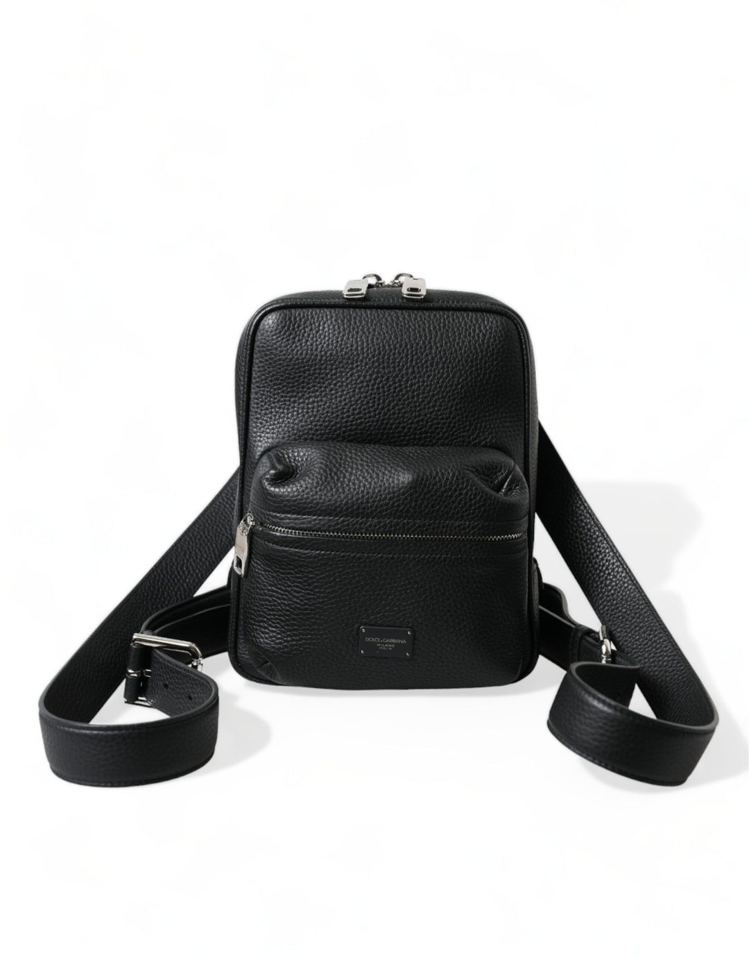 Dolce & Gabbana - Dolce & Gabbana Chic Black Calf Leather Small Backpack - BAG1304 - Ask Me Wear