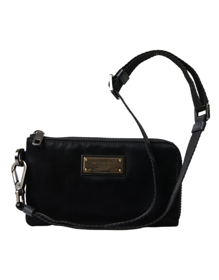 Dolce & Gabbana - Dolce & Gabbana Elegant Black Nylon & Leather Pouch - BAG1373 - Ask Me Wear