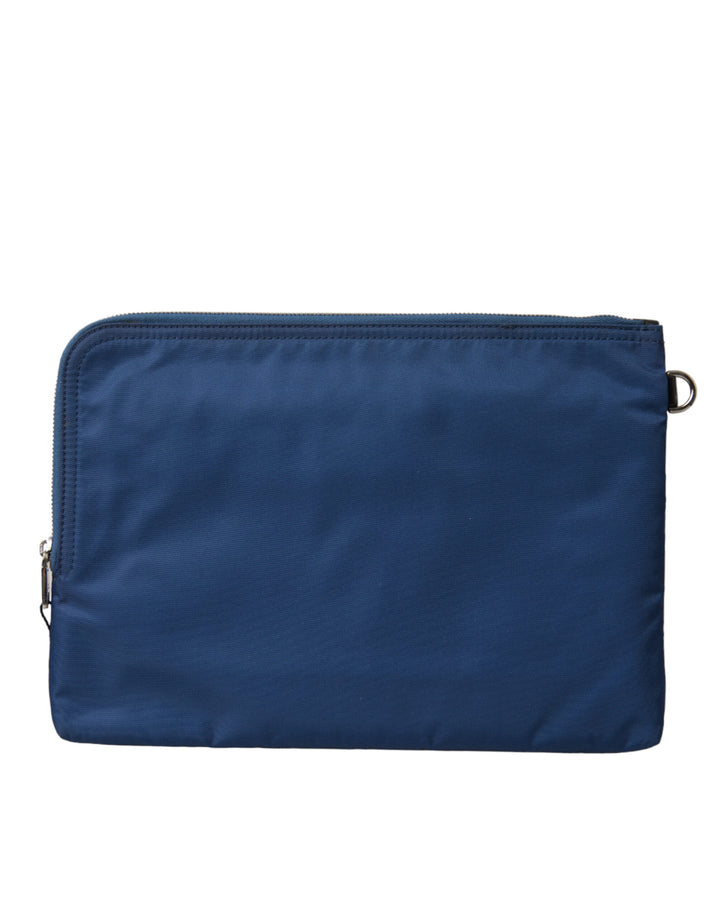 Dolce & Gabbana - Dolce & Gabbana Elegant Blue Nylon Zipped Clutch - BAG1376 - Ask Me Wear