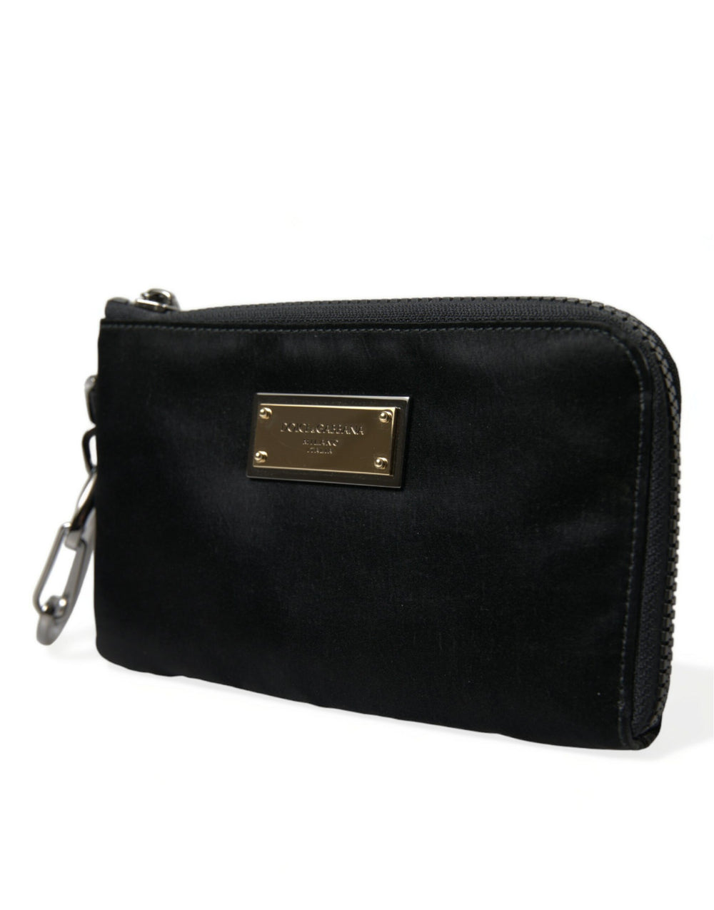 Dolce & Gabbana - Dolce & Gabbana Elite Black Nylon & Leather Pouch with Logo Detail - BAG1327 - Ask Me Wear