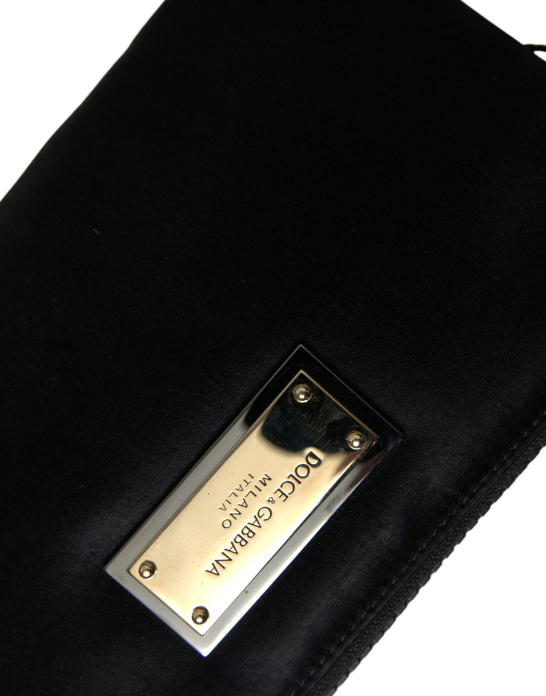 Dolce & Gabbana - Dolce & Gabbana Elegant Black Nylon Leather Pouch with Silver Details - BAG1350 - Ask Me Wear