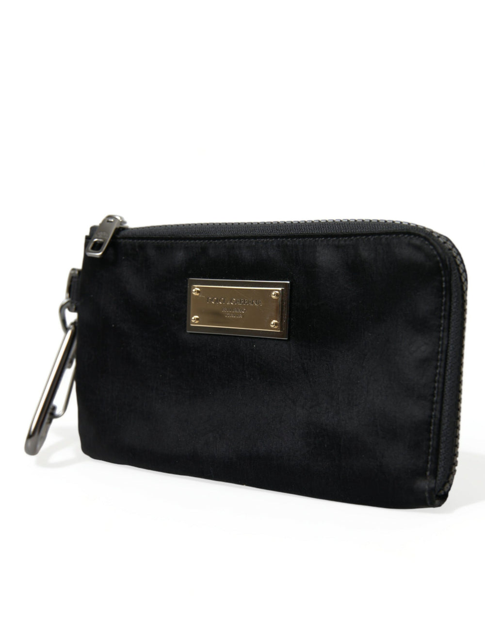 Dolce & Gabbana - Dolce & Gabbana Sleek Designer Nylon - Leather Pouch in Black - BAG1122 - Ask Me Wear
