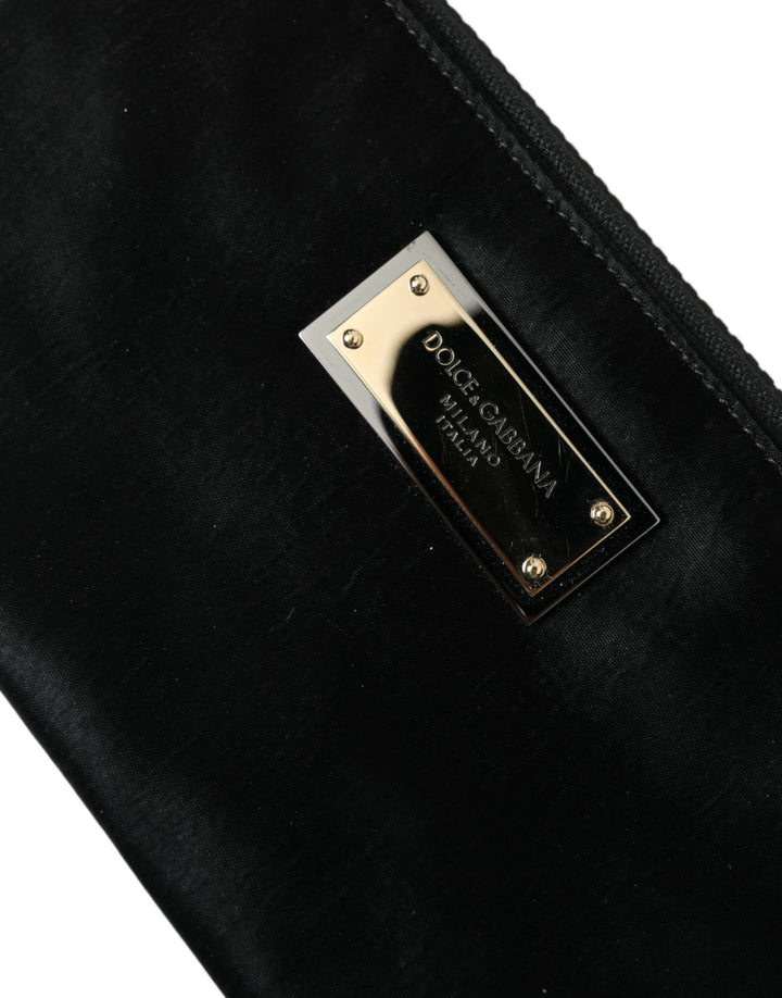 Dolce & Gabbana - Dolce & Gabbana Sleek Designer Nylon - Leather Pouch in Black - BAG1122 - Ask Me Wear