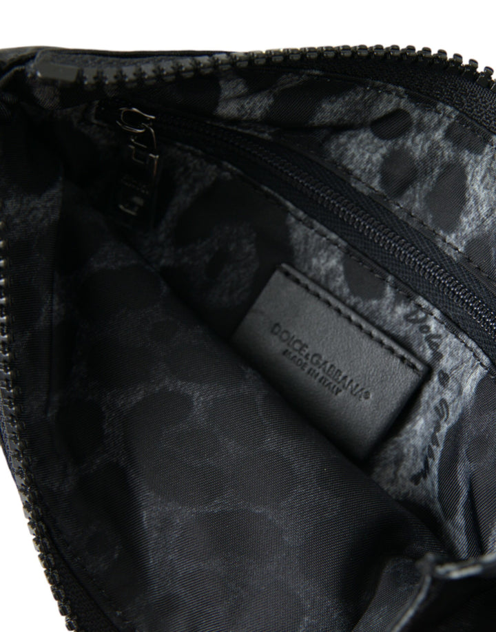 Dolce & Gabbana - Dolce & Gabbana Sleek Designer Nylon - Leather Pouch in Black - BAG1122 - Ask Me Wear