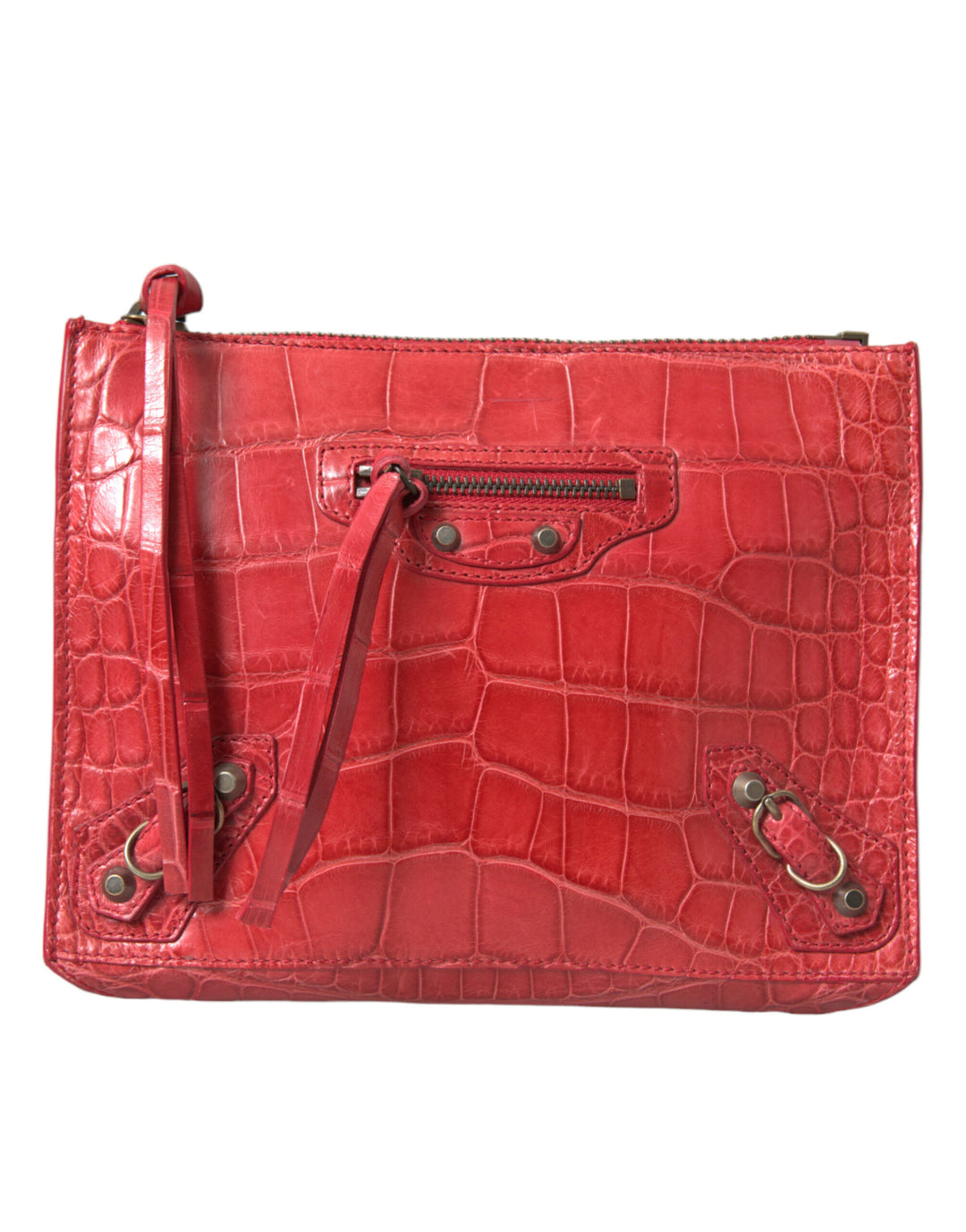 Balenciaga - Balenciaga Exotic Red Alligator Leather Clutch - BAG1165 - Ask Me Wear