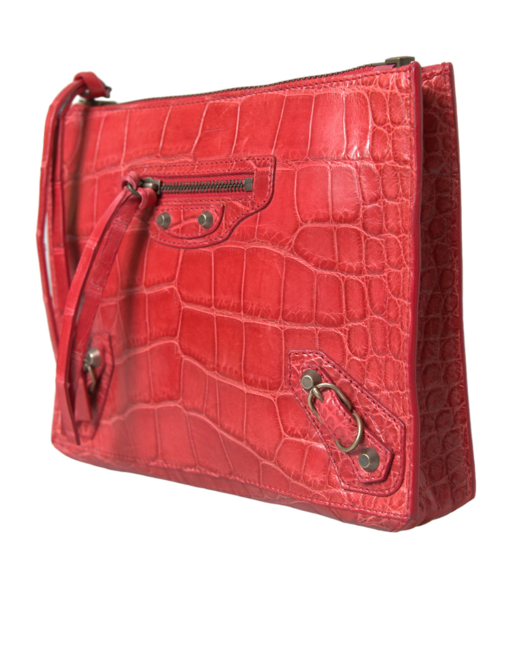 Balenciaga - Balenciaga Exotic Red Alligator Leather Clutch - BAG1165 - Ask Me Wear