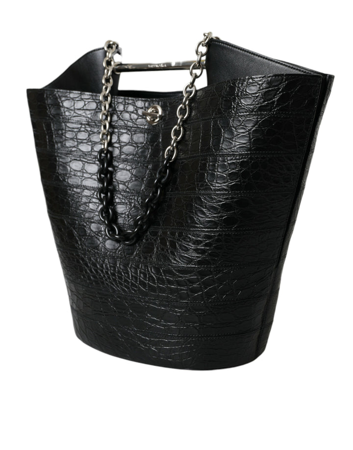 Balenciaga - Balenciaga Elegant Black Crocodile Leather Maxi Bucket Bag - BAG1177 - Ask Me Wear