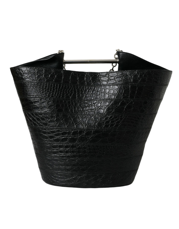 Balenciaga - Balenciaga Elegant Black Crocodile Leather Maxi Bucket Bag - BAG1177 - Ask Me Wear
