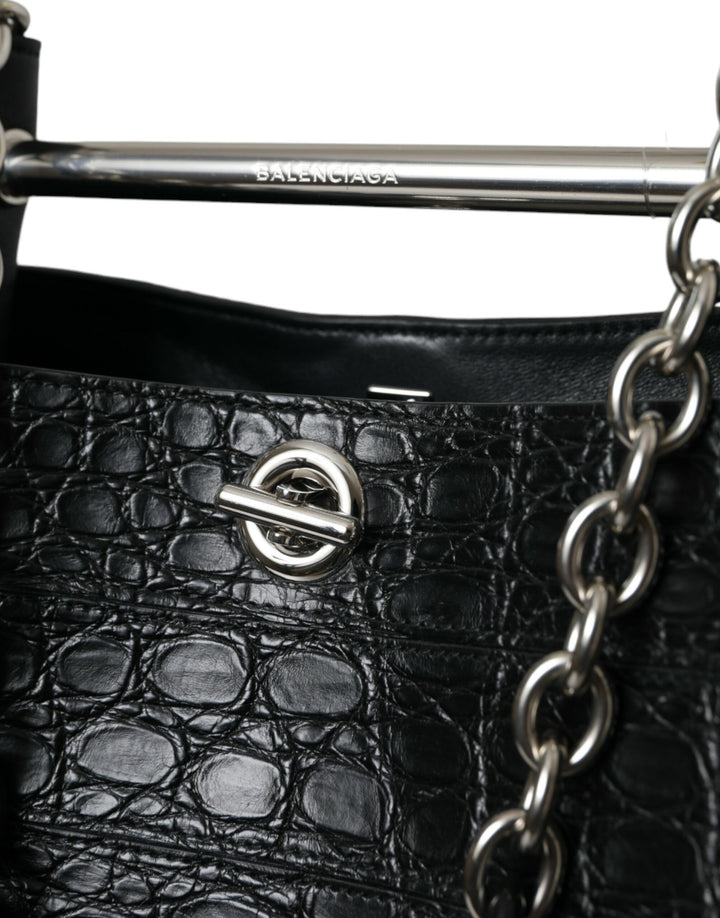Balenciaga - Balenciaga Elegant Black Crocodile Leather Maxi Bucket Bag - BAG1177 - Ask Me Wear