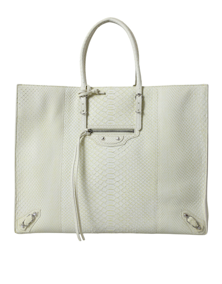 Balenciaga - Balenciaga Chic Python Leather Tote in White & Yellow - BAG1180 - Ask Me Wear