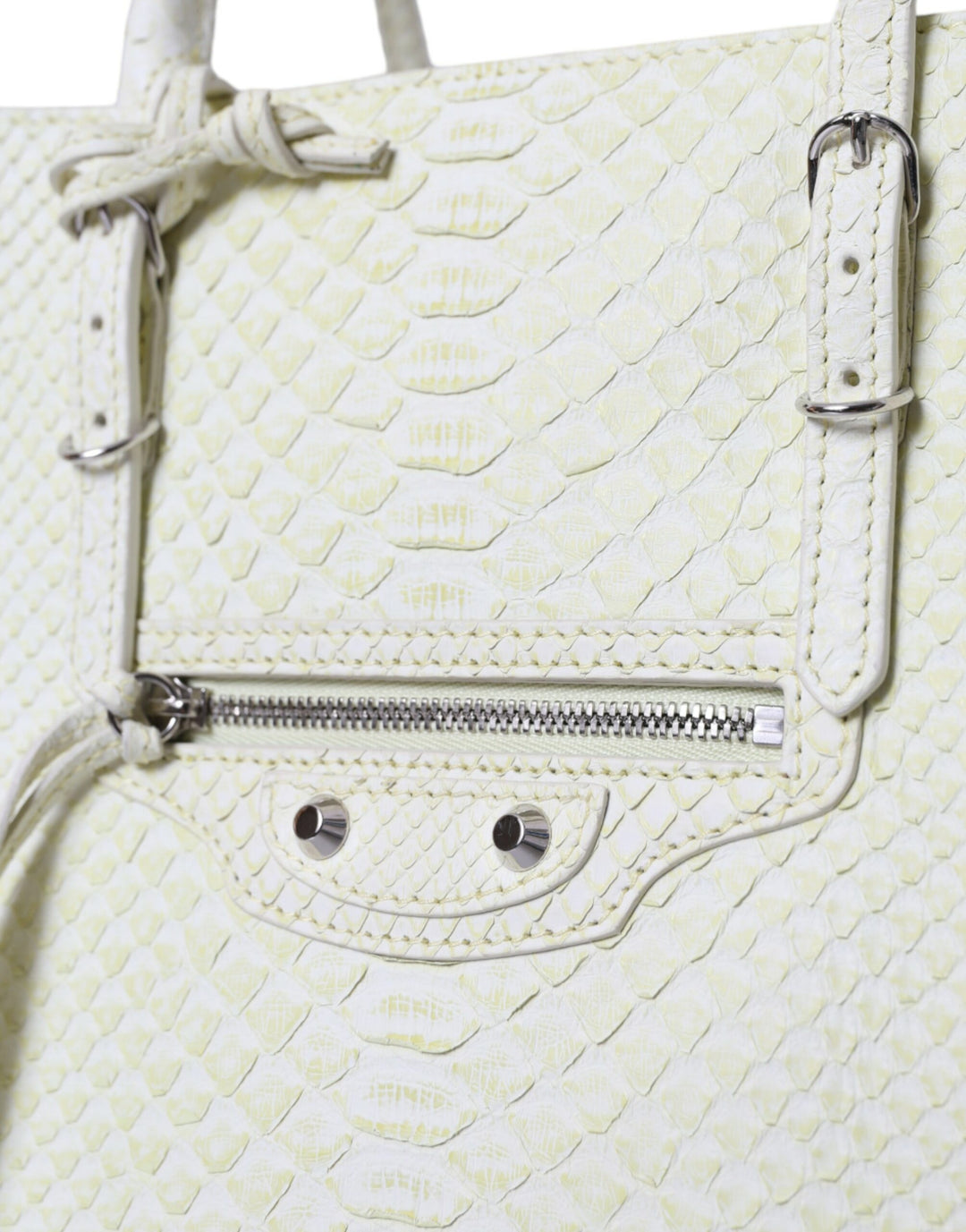 Balenciaga - Balenciaga Chic Python Leather Tote in White & Yellow - BAG1180 - Ask Me Wear