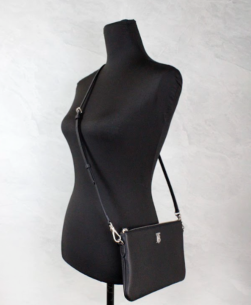 Burberry - Burberry Peyton Monogram Black Leather Pouch Crossbody Bag Purse - 57359 - Ask Me Wear