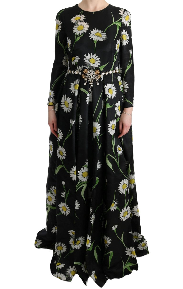 black sunflower maxi dress Dolce and Gabbana Silk Maxi Dress