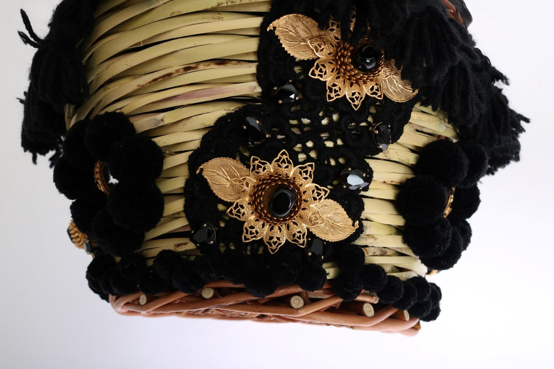 Dolce & Gabbana - Dolce & Gabbana Chic Beige & Black Straw Snakeskin Bucket Bag - VAS1258 - Ask Me Wear