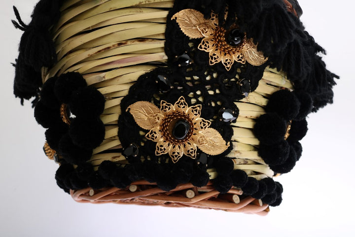 Dolce & Gabbana - Dolce & Gabbana Chic Beige & Black Straw Snakeskin Bucket Bag - VAS1258 - Ask Me Wear
