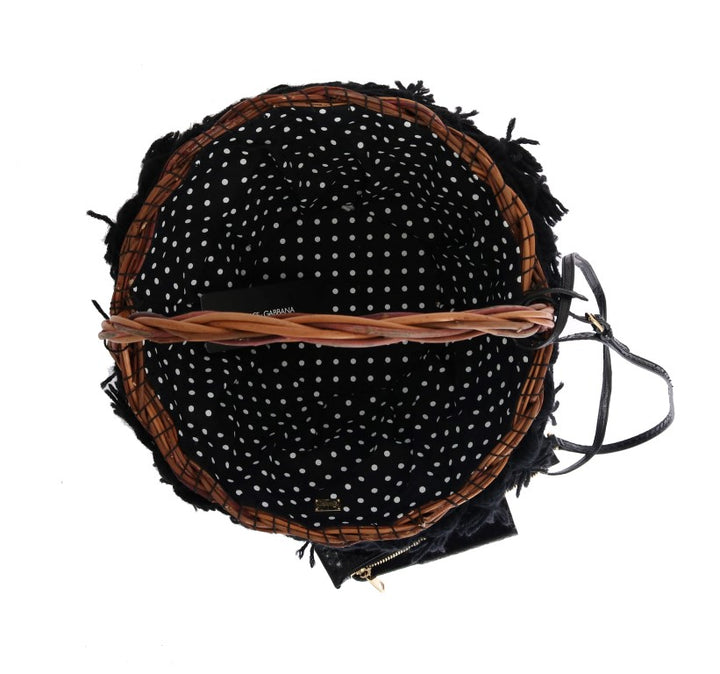 Dolce & Gabbana - Dolce & Gabbana Chic Beige & Black Straw Snakeskin Bucket Bag - VAS1258 - Ask Me Wear