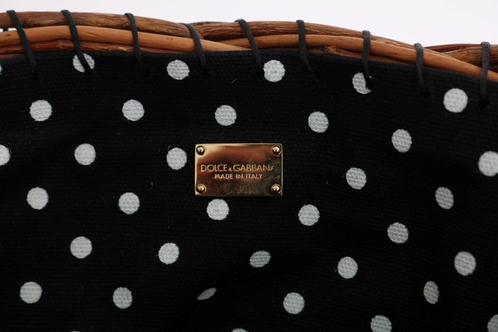 Dolce & Gabbana - Dolce & Gabbana Chic Beige & Black Straw Snakeskin Bucket Bag - VAS1258 - Ask Me Wear