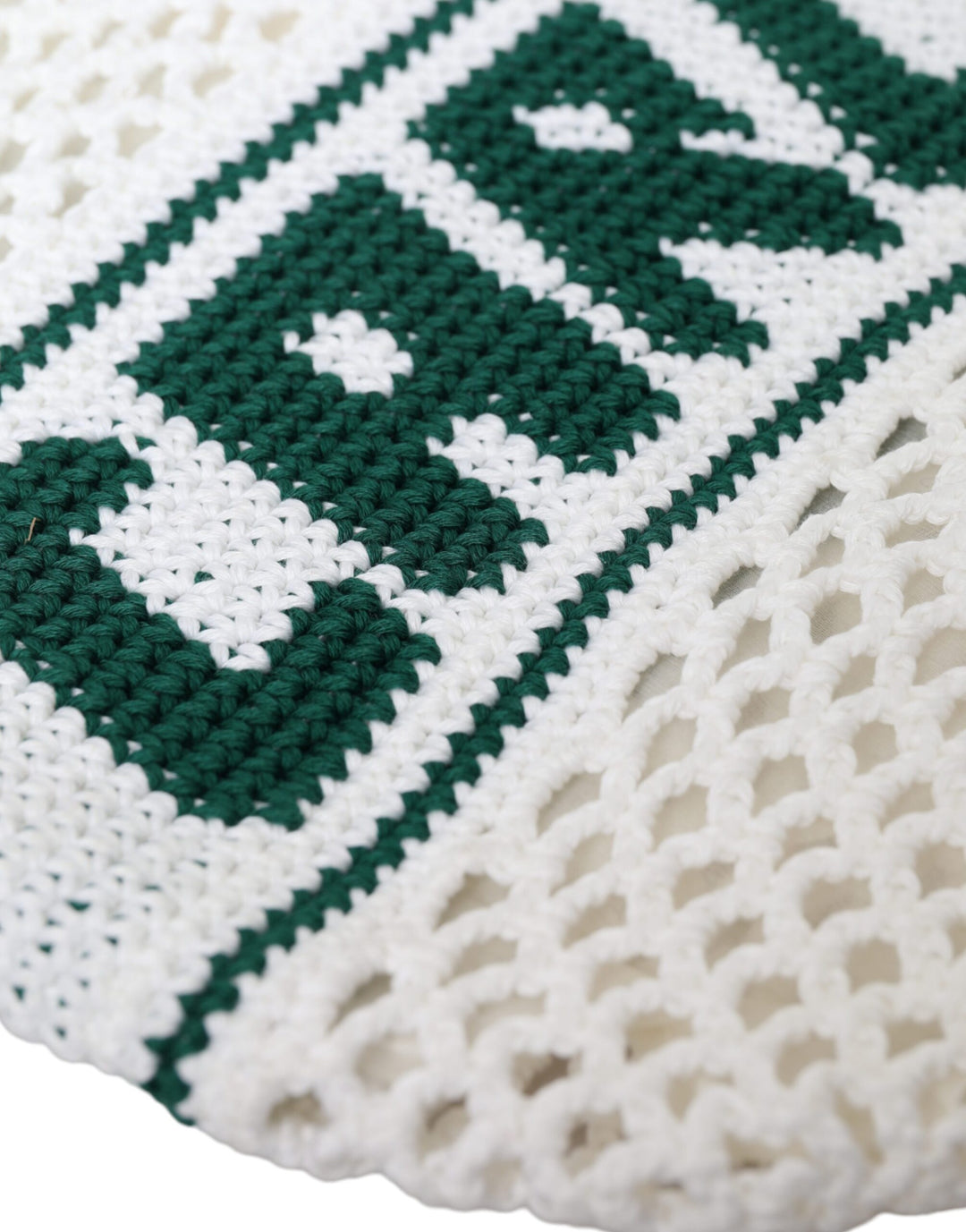 Dolce & Gabbana - Dolce & Gabbana White Green Knitted Cotton Logo Shopping Tote Bag - BAG1448 - Ask Me Wear