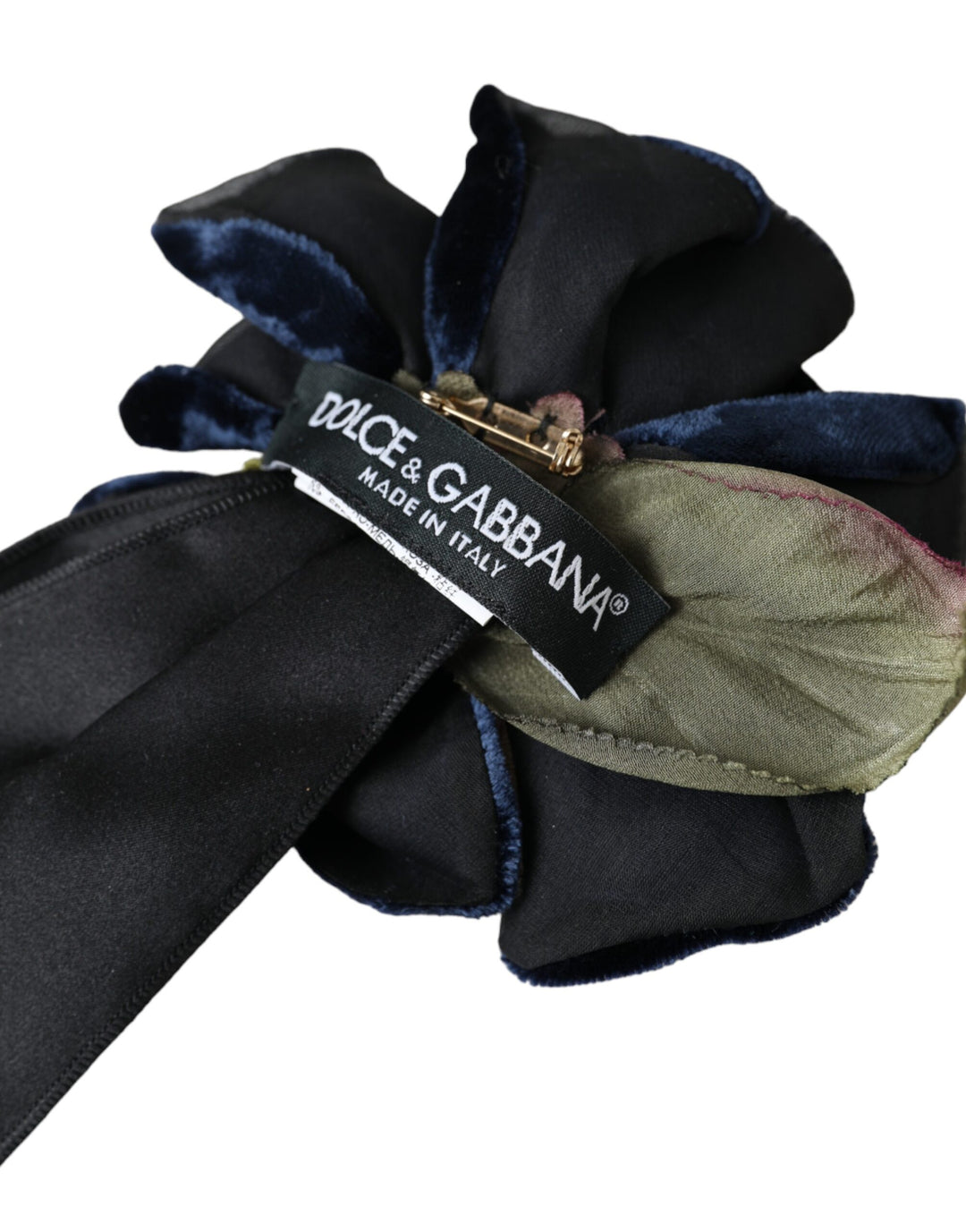 Dolce & Gabbana - Dolce & Gabbana Black Silk Gold Brass Floral Hair Pin Brooch - SMY10193 - Ask Me Wear