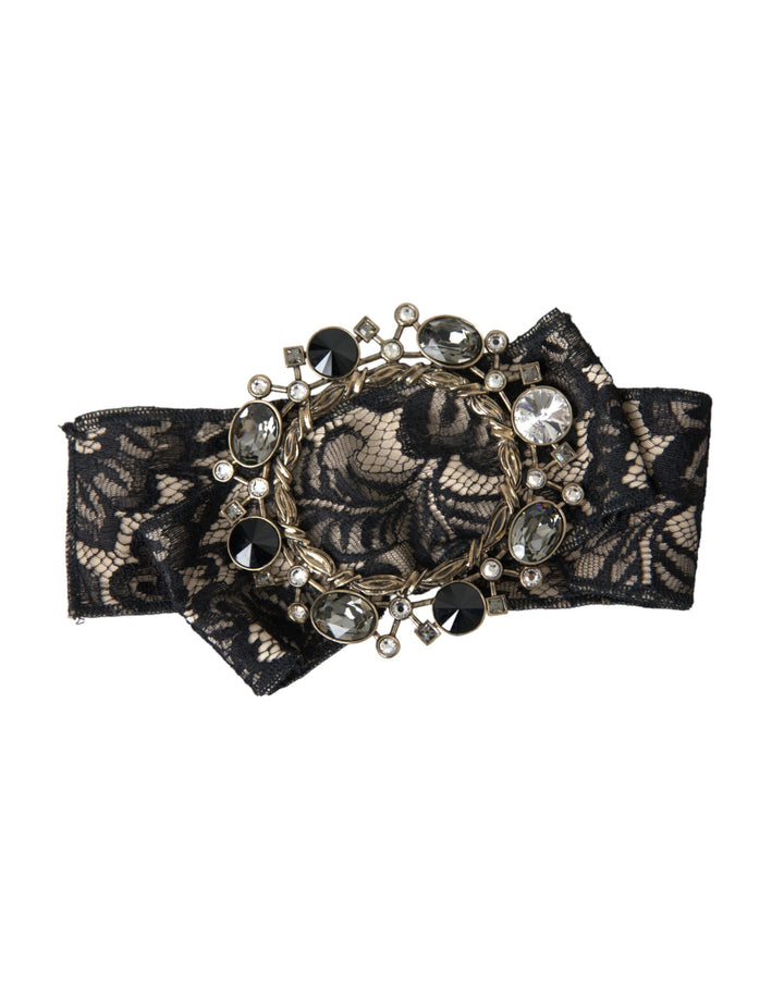 Dolce & Gabbana - Dolce & Gabbana Black Lace Crystal Handmade Brooch Hair Pin - SMY10198 - Ask Me Wear