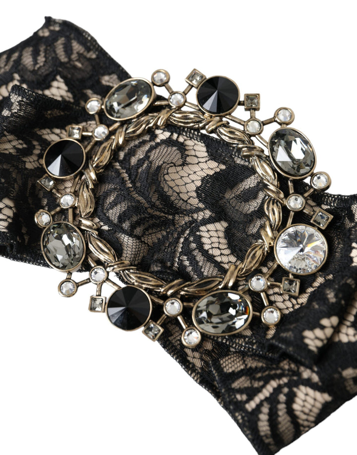 Dolce & Gabbana - Dolce & Gabbana Black Lace Crystal Handmade Brooch Hair Pin - SMY10198 - Ask Me Wear