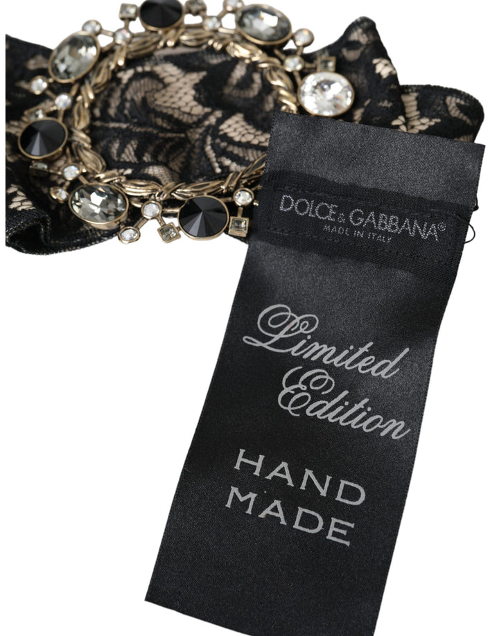 Dolce & Gabbana - Dolce & Gabbana Black Lace Crystal Handmade Brooch Hair Pin - SMY10198 - Ask Me Wear