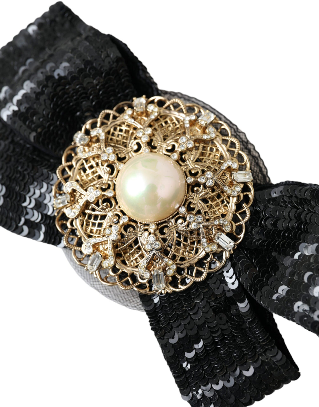 Dolce & Gabbana - Dolce & Gabbana Black Sequin Pearl Handmade Brooch Hair Pin - SMY10199 - Ask Me Wear