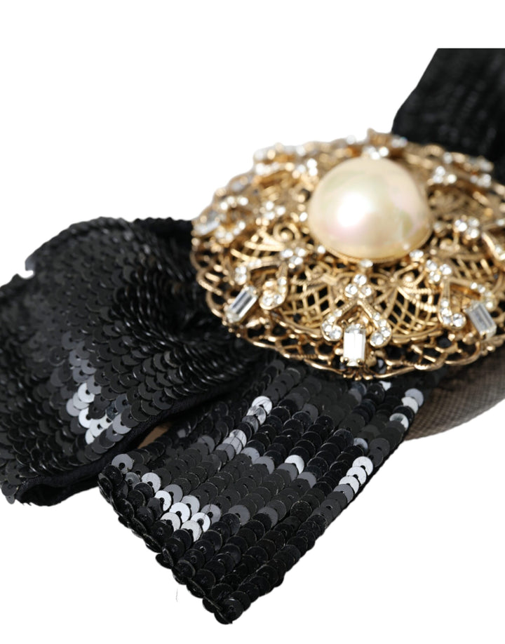 Dolce & Gabbana - Dolce & Gabbana Black Sequin Pearl Handmade Brooch Hair Pin - SMY10199 - Ask Me Wear