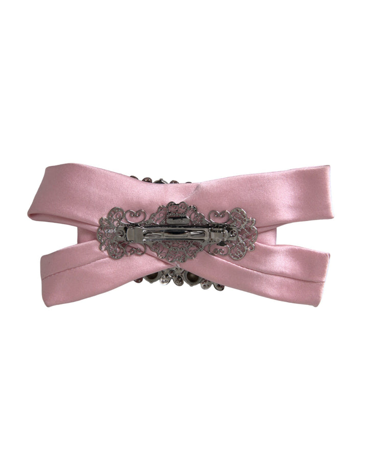Dolce & Gabbana - Dolce & Gabbana Pink Satin Crystal Jewelry Brooch Hair Pin - SMY10228 - Ask Me Wear