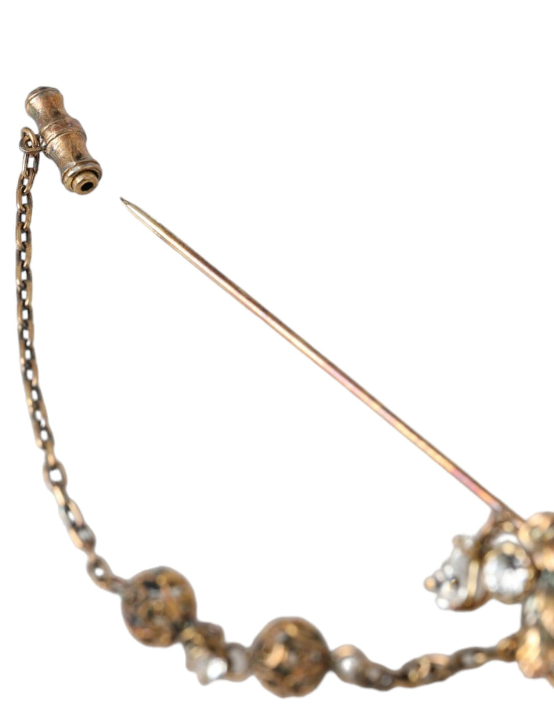 Dolce & Gabbana - Dolce & Gabbana Gold Brass Crystal Chain 925 Sterling Silver Pin Brooch - SMY10290 - Ask Me Wear
