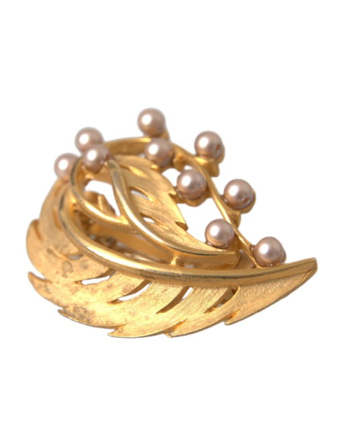 Dolce & Gabbana - Dolce & Gabbana Gold Brass Leaf Embellished Jewelry Brooch Hair Pin - SMY10315 - Ask Me Wear