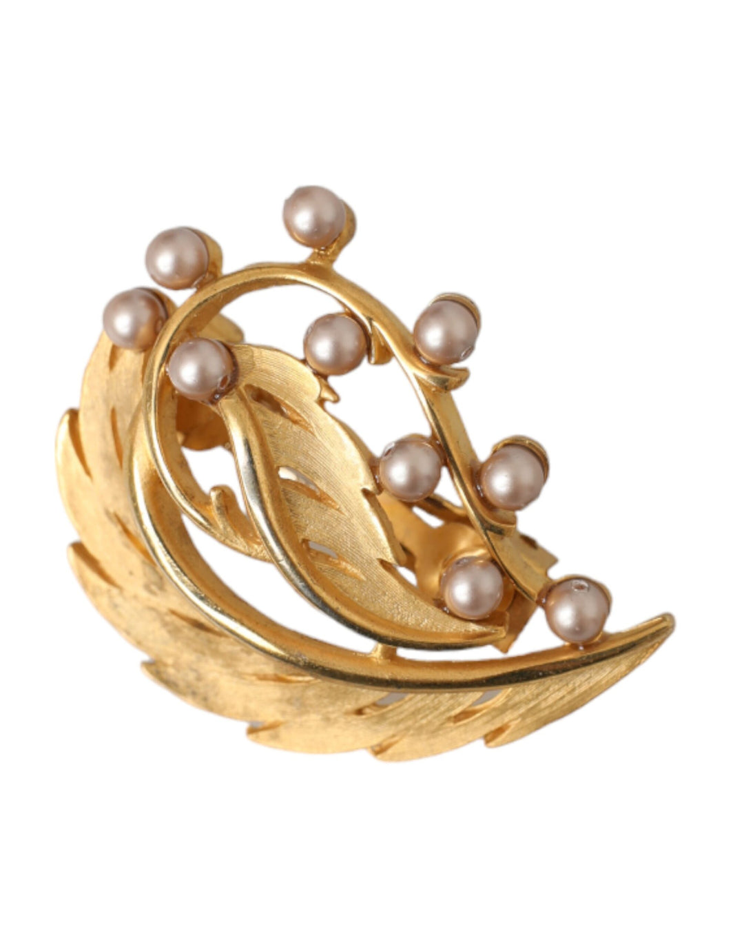Dolce & Gabbana - Dolce & Gabbana Gold Brass Leaf Embellished Jewelry Brooch Hair Pin - SMY10315 - Ask Me Wear