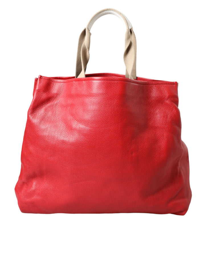 Dolce & Gabbana - Dolce & Gabbana Red Leather #DGFamily Patch Shopping Tote Bag - BAG1485 - Ask Me Wear