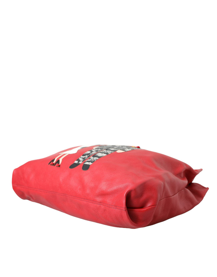 Dolce & Gabbana - Dolce & Gabbana Red Leather #DGFamily Patch Shopping Tote Bag - BAG1485 - Ask Me Wear