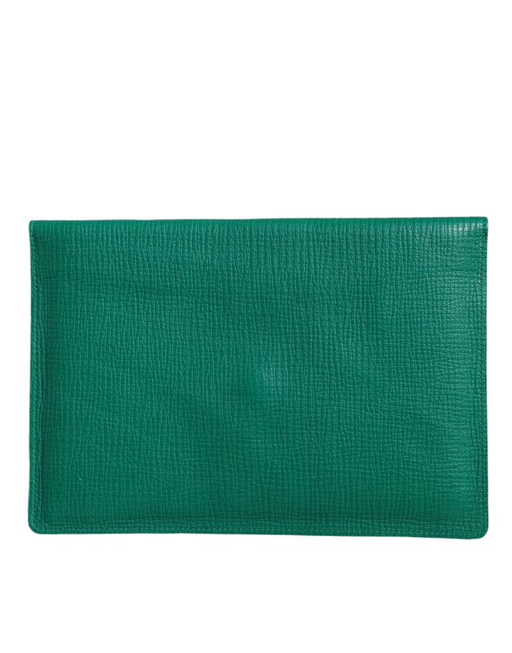 Dolce & Gabbana - Dolce & Gabbana Green Leather Handbag Clutch Mini Purse Pouch Tablet Case - BAG1542 - Ask Me Wear
