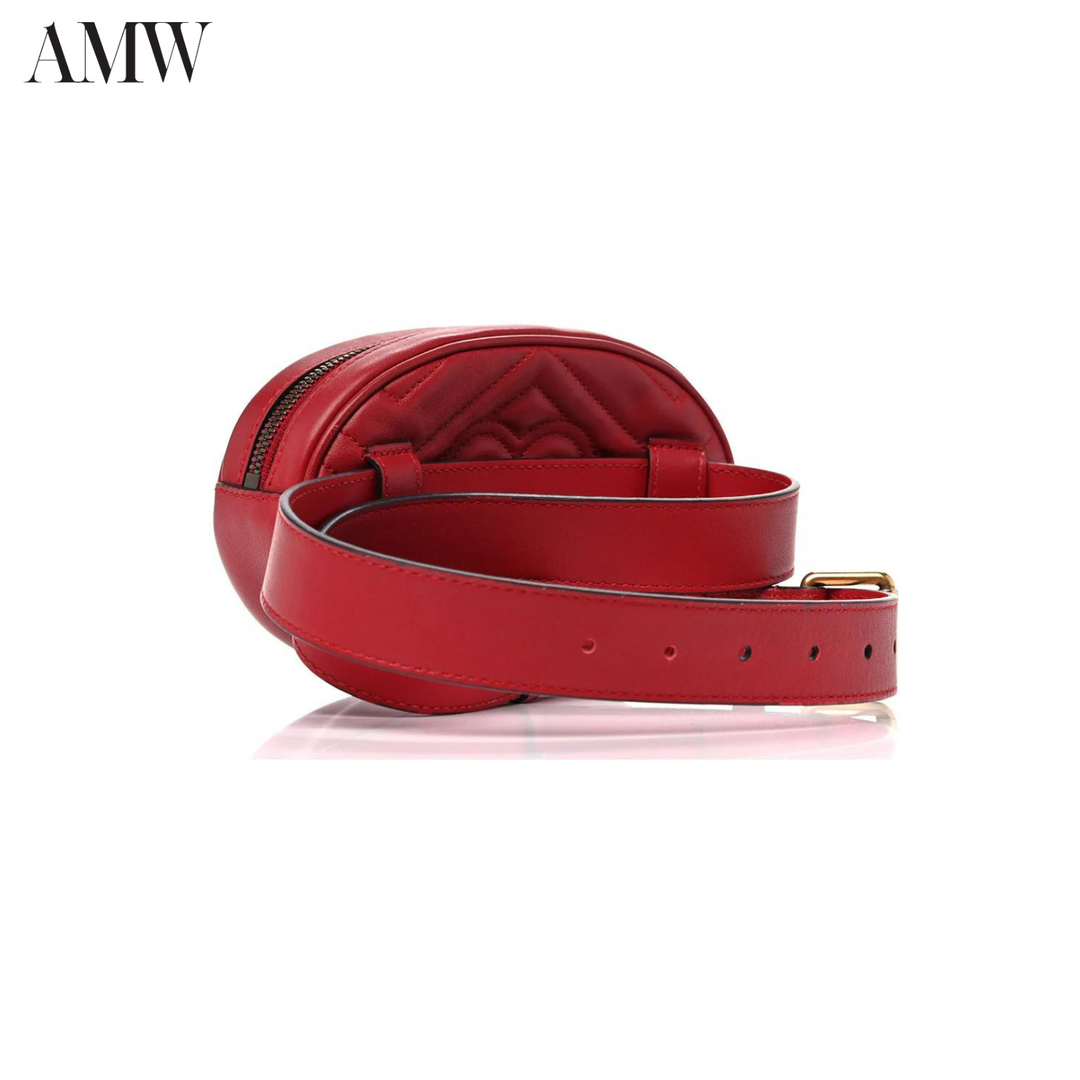 GucciHandbag - Gucci GG Marmont Belt Bag Matelasse Red - 476434DSVRT6433 - Ask Me Wear