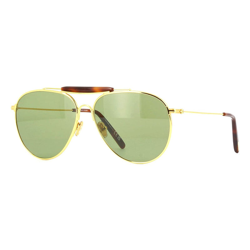 Tom Ford Aviator Full Rim, with a Shiny Deep Gold frame and Green lens.